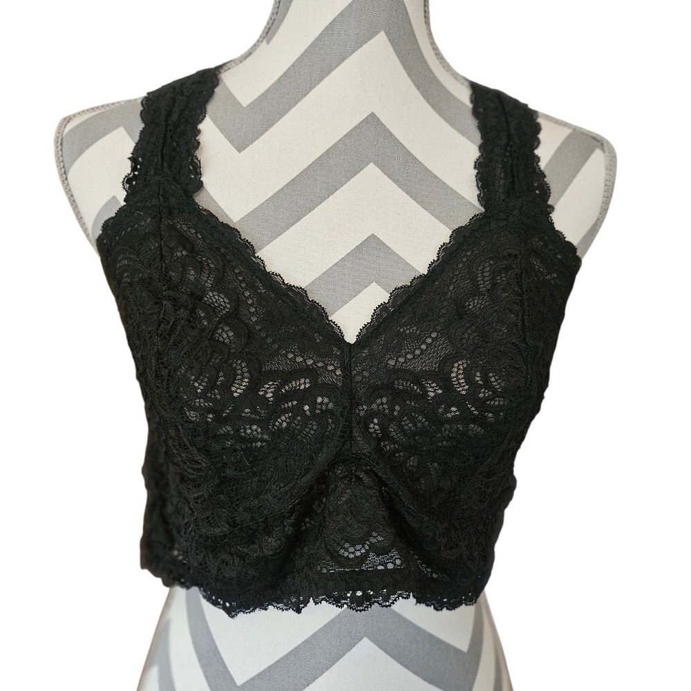 Torrid Curve Womens Black Floral Lace Racerback Bralette Cami Size 1 Plus Size